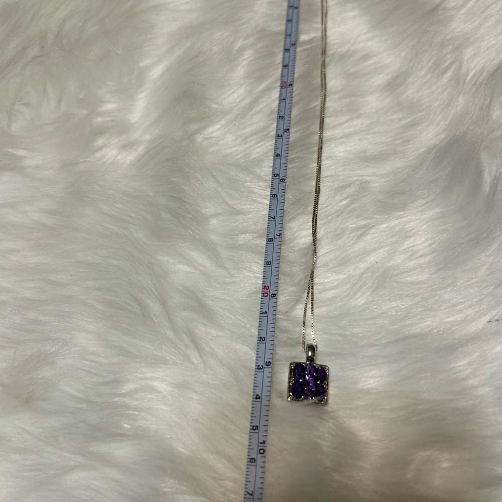 Elegant Silver and Purple Pendant Necklace - Picture 9 of 9
